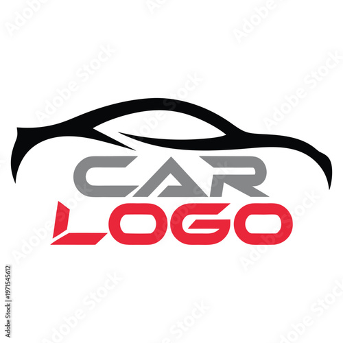 Black and red abstract swoosh on white background