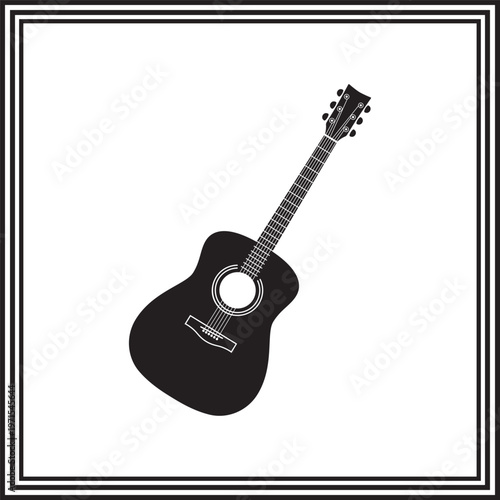 Acoustic Guitar Silhouette Minimalist Musical Instrument Illustration