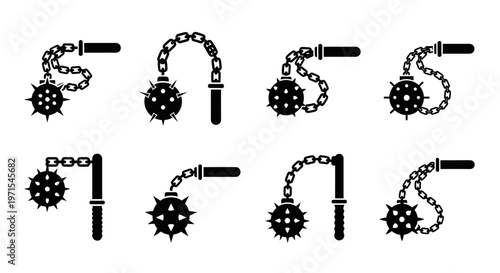 Medieval Weapon Icons: Flail and Mace Set