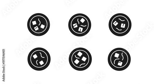 Pizza Icons Set, Top View, Simple Flat Design, Isolated on White