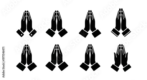 Praying Hands Icons Set - Religion, Faith, Hope, Gratitude, Worship