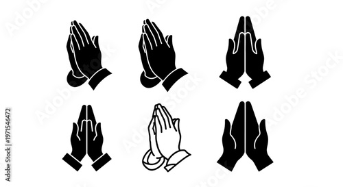 Praying Hands Icon Set - Faith, Hope, Religion, Spirituality
