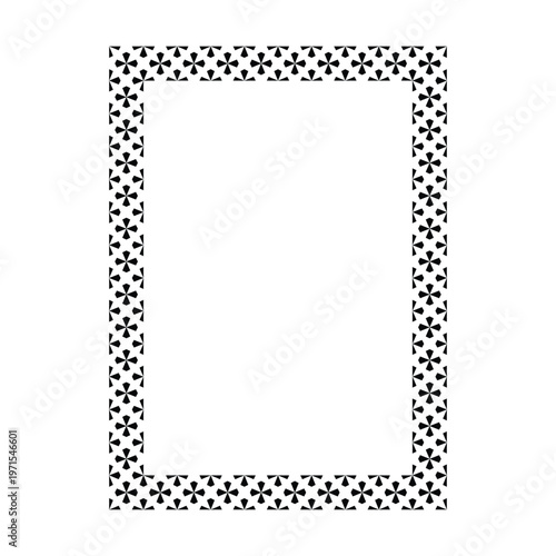 Geometric Floral Pattern Rectangle Frame Border Clipart, Decorative Pattern Page Frame, Certificate Invitation Design Element, Vector Illustration