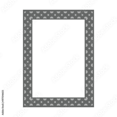 Gray Geometric Floral Pattern Rectangle Frame Decorative Pattern Page Frame, Certificate Invitation Design Element, Vector Illustration