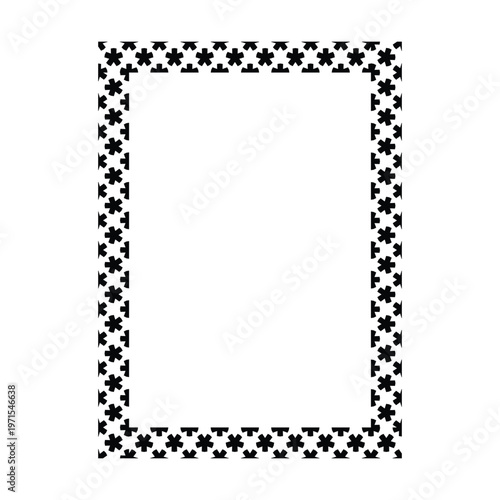 Geometric Floral Pattern Rectangle Frame Border Clipart, Decorative Pattern Page Frame, Certificate Invitation Design Element, Vector Illustration