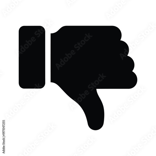 Black downwards pointing hand gesture symbol on a plain background