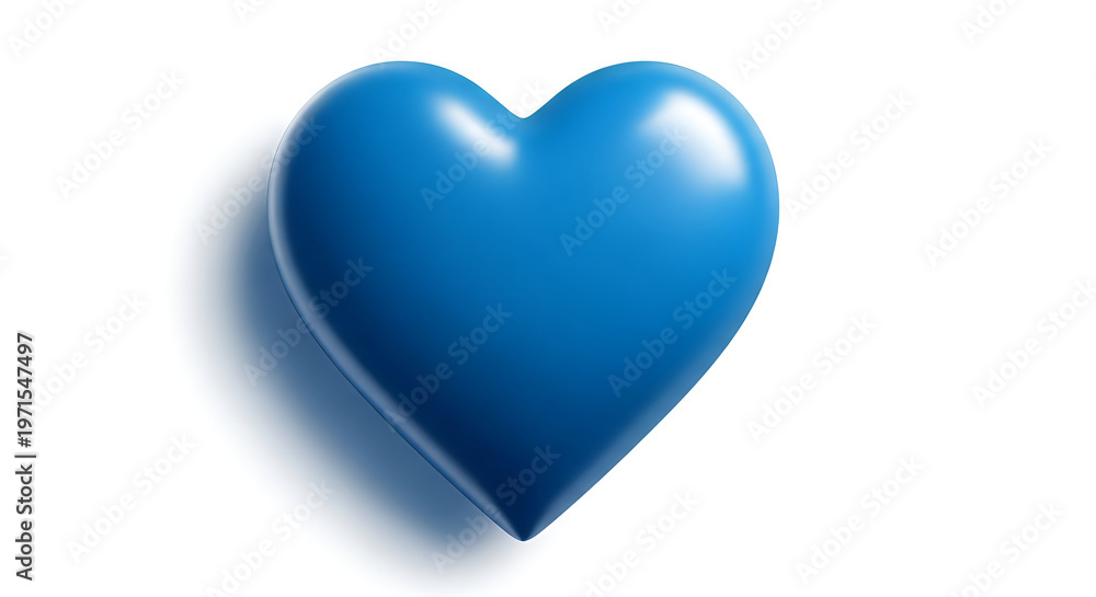 Fototapeta premium Blue heart shaped with gradient shading isolated on white background gradient blue soft shadow