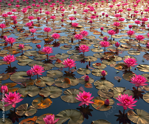 Pink Lotus Field Pattern – Nature-Inspired Repeating Floral Artwork