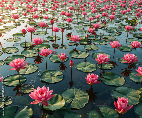Pink Lotus Field Pattern – Nature-Inspired Repeating Floral Artwork
