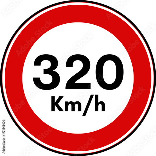 Speed Limit 320 kmh Traffic Sign Vector