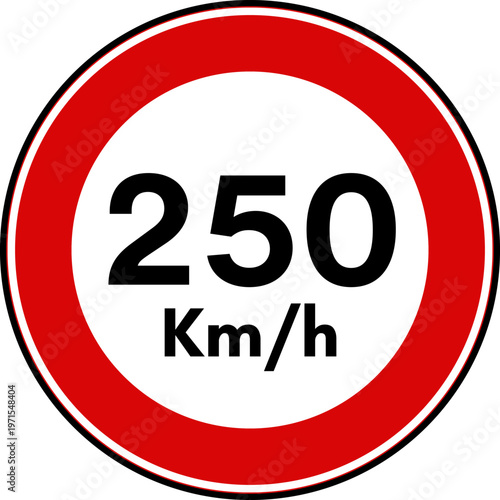 Speed Limit 250 kmh Traffic Sign Vector