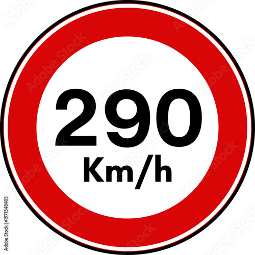 Speed Limit 290 kmh Traffic Sign Vector