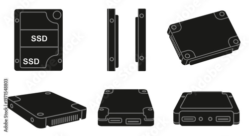 SSD Drive Multiple Views: Top, Side, Angle, and Connections
