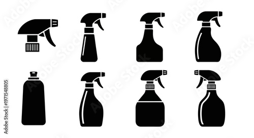 Spray Bottle Icons: Cleaning, Household, and Hygiene Collection