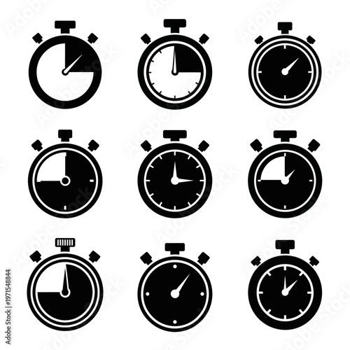 Stopwatch Icons Collection - Time Management and Measurement Symbols