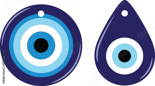Blue nazar eye pendants in round and teardrop shapes