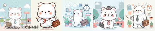 cute bear vector going to work.