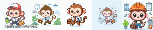 Photography cute monkey vector going to work.