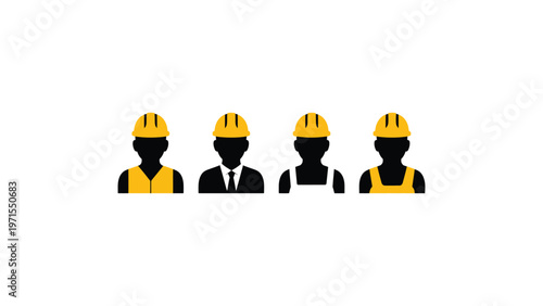 Construction teamwork illustration with workers in helmets and vests alongside supervisor in suit, symbolizing engineering collaboration