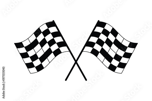 Crossed checkered racing flags vector illustration isolated on white background for sports events