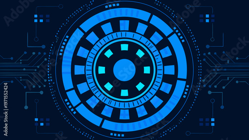 Abstract digital eye with circuit board details and blue glowing elements