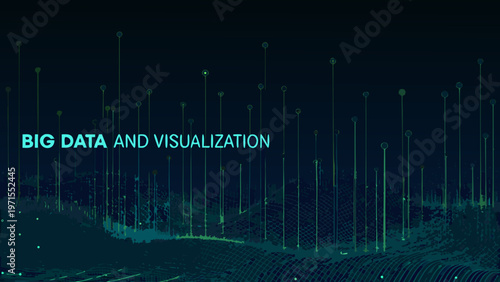 Abstract big data visualization with glowing lines and digital landscape