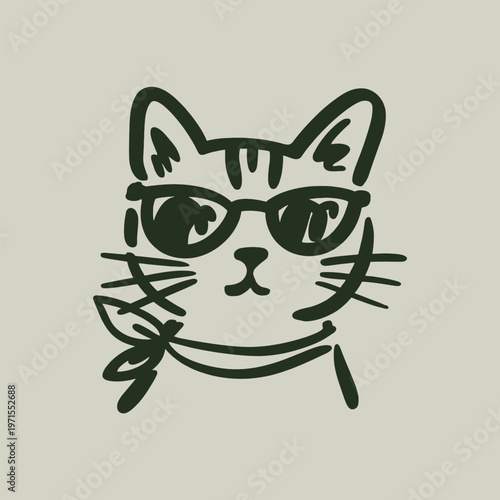Sketch of a cool cat with sunglasses and scarf