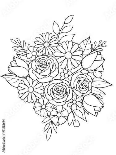 Elegant photo of flower pot coloring page for kids