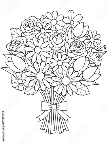 Elegant photo of flower pot coloring page for kids