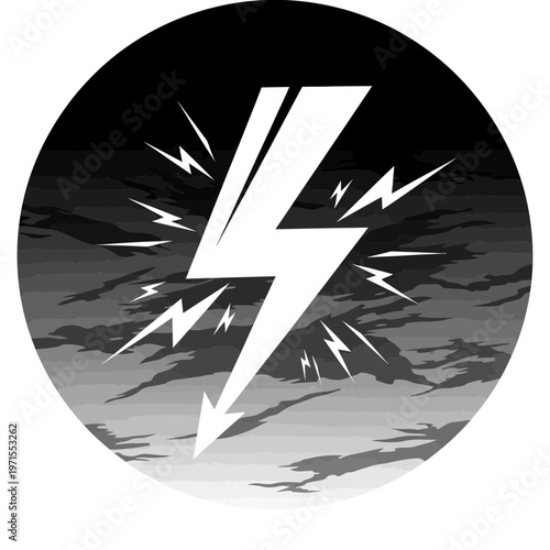 thunderstorm weather icon with lightning bolt and clouds