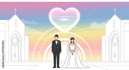 Wedding Couple & Heart Archway - Love, Marriage, Commitment, Celebration