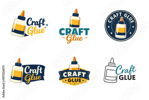 Creative craft glue logo designs with vintage and modern styles