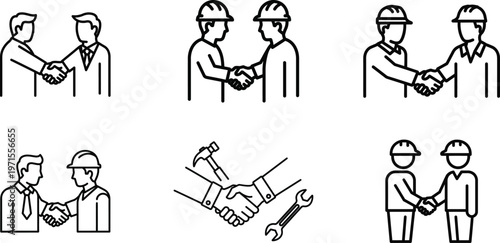 Handshake icons for business and construction Vector