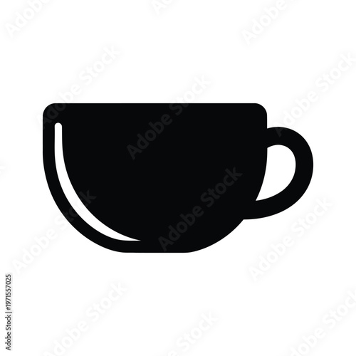 Cuadro en lienzo A sleek black silhouette of a coffee mug with a curved handle.