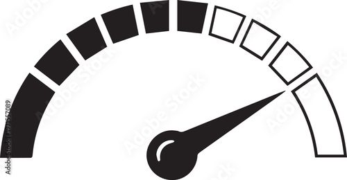Modern Speedometer Gauge Icon with Black and White Design Vector