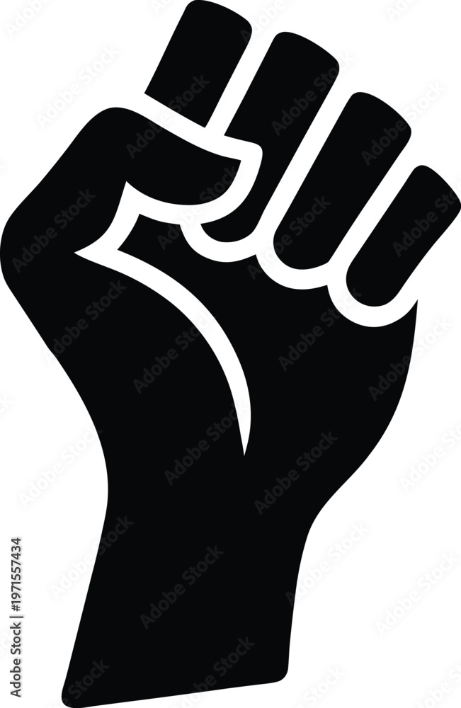 Obraz premium Black and White Power Fist Icon - Bold Symbol of Strength and Determination Vector