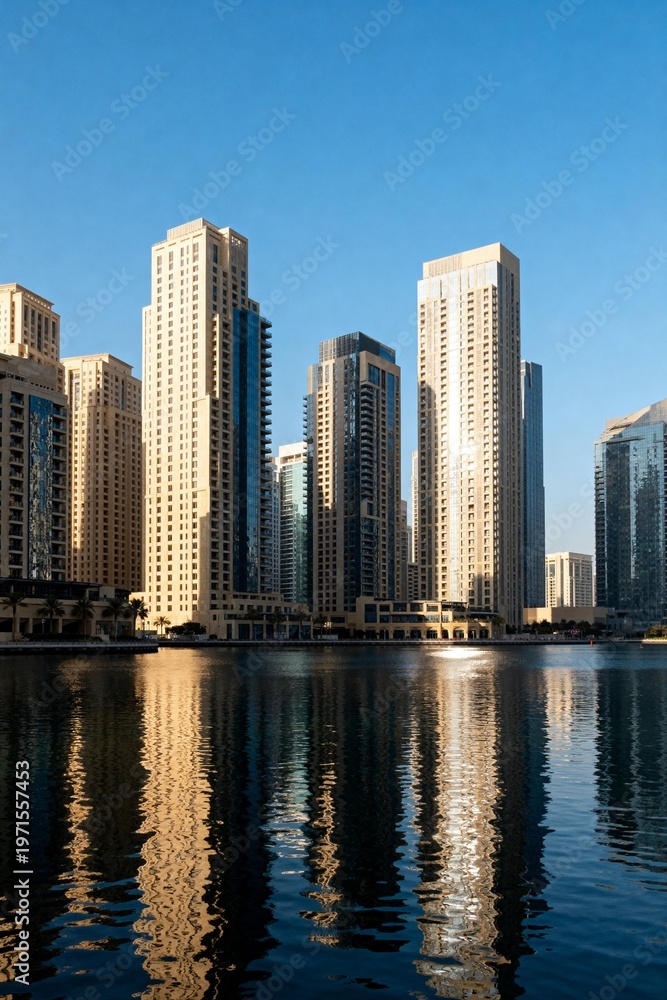 Obraz premium Dubai Marina Skyscrapers with Water Reflection