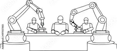 Factory Workers With Robots