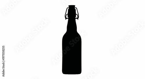 Dark silhouette of a glass bottle with a flip-top cap  