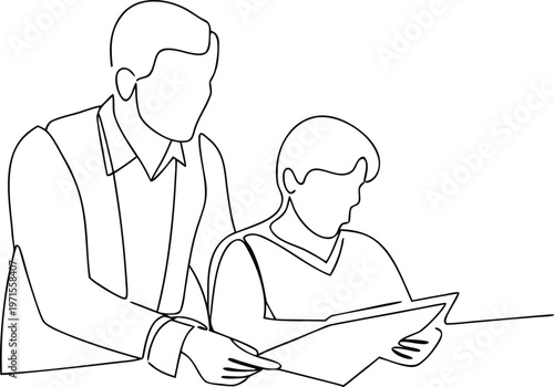 Mentoring Session, Guidance And Support With Teacher And Student Outline Vector