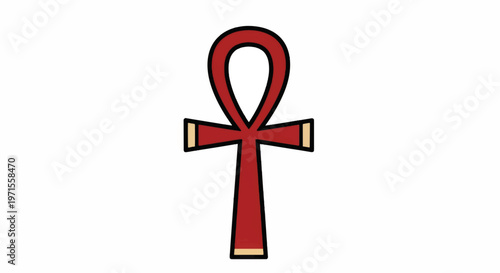 Ankh, the ancient Egyptian key of life symbol. Stylized flat design icon. Vector illustration isolated on a white background