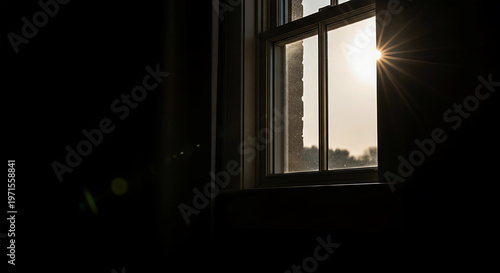 Sunlight streaming through a window in a dark room