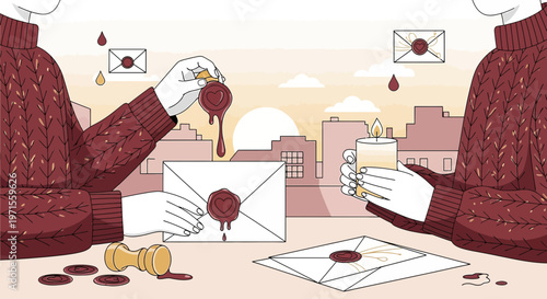 Sealing Letters with Wax Seals and Candlelight, Handcrafted Communication