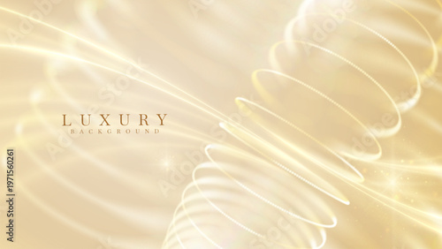 Abstract luxury cream background showing elegant gold spiral light wave.