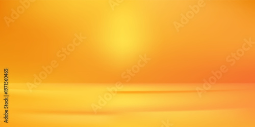 Abstract 3D autumn studio space background. Blank wall background with orange and dark brown gradients. Horizontal mockup background for seasonal product presentation. Vector illustration.