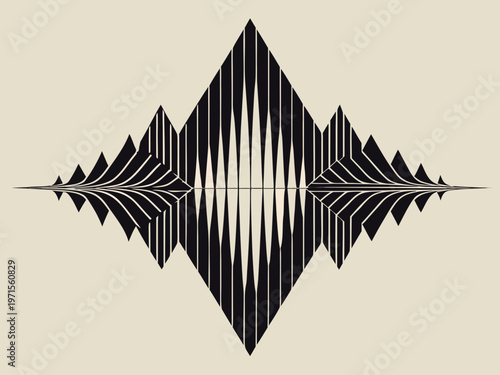 Sound wave visualization forming a symmetrical diamond shape with gradient intensity