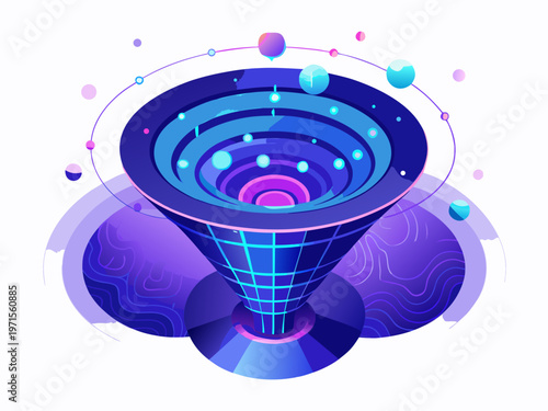 Swirling cosmic vortex with vibrant blue and purple hues in a digital art style