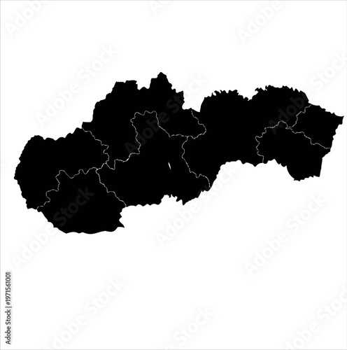 Slovakia map with regions on transparent background, detailed vector illustration design
