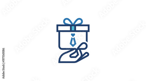 Corporate Gift Icon Hand Holding Gift with Tie