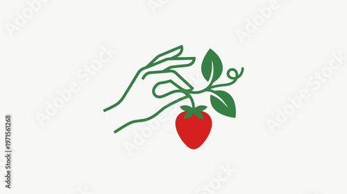 Minimalist Strawberry Harvest Logo Design